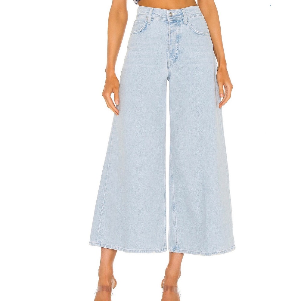 We the Free People 25 Landry Wide Leg Crop Jeans High Waist Bay Blue Boho